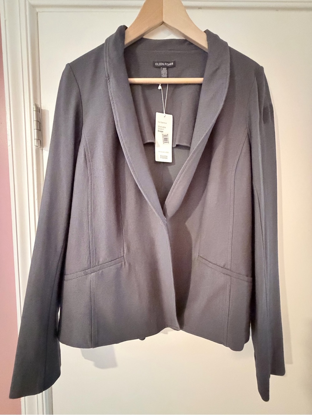 Eileen Fisher Crepe Slate Gray Collar Blazer